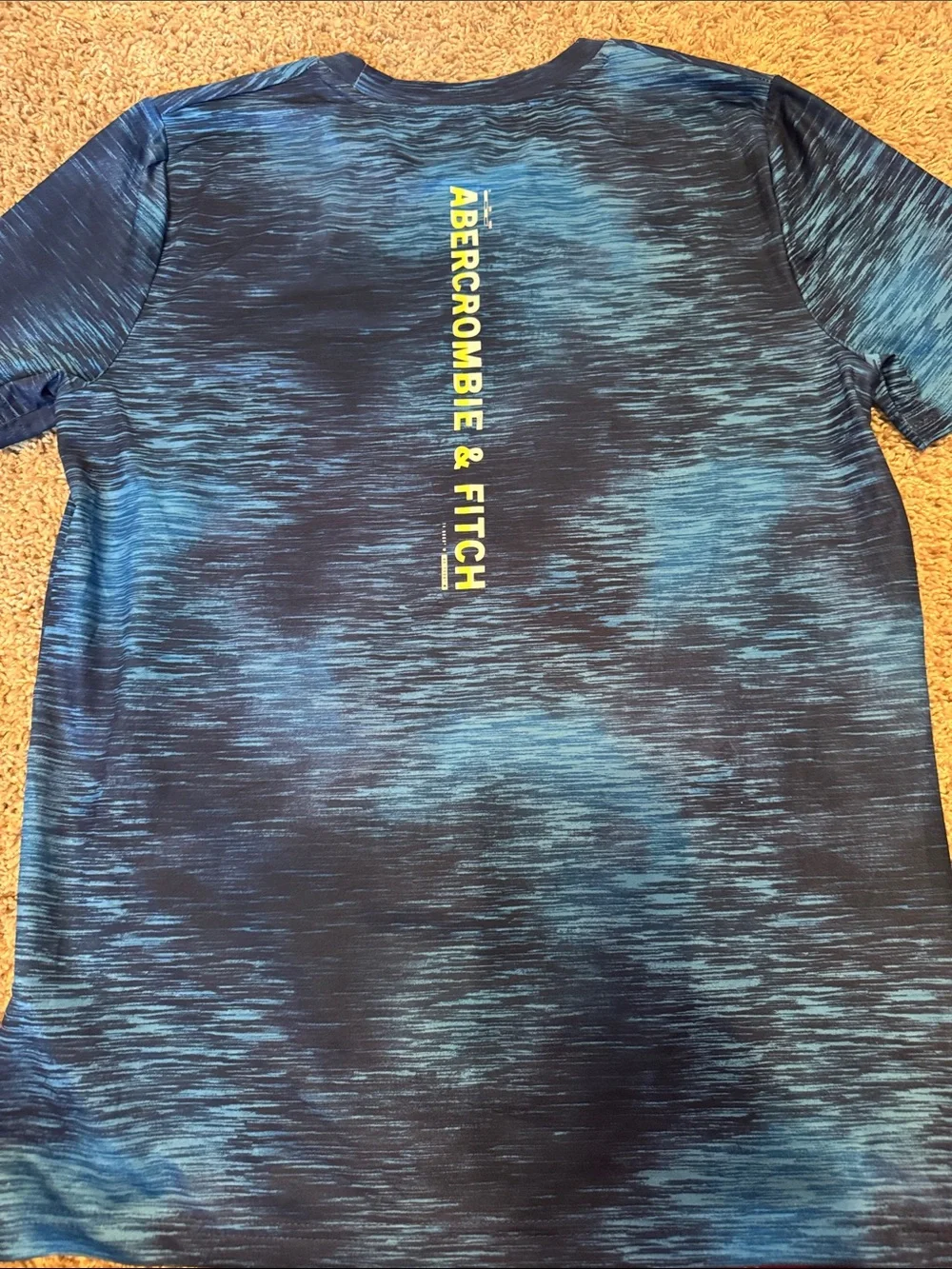 Abercrombie & Fitch Navy and Light Blue Space-Dye Performance Tee